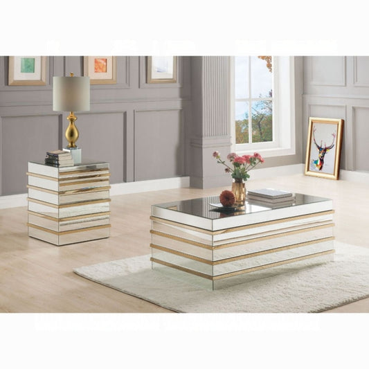 ACME Osma Coffee Table, Mirrored & Gold