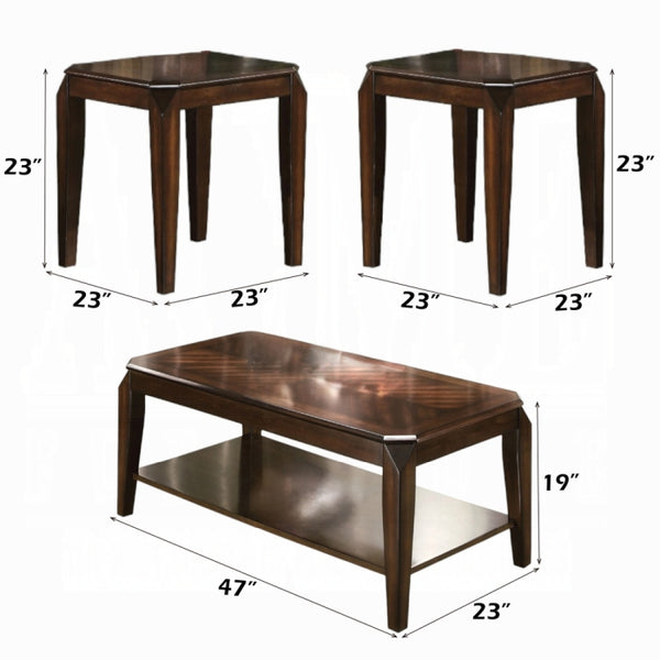 ACME Docila 3Pc Pack Coffee/End Table Set, Walnut