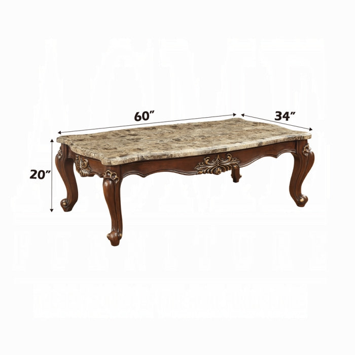 ACME Shalisa Coffee Table, Marble & Walnut