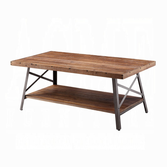 ACME Ikram Coffee Table, Weathered Oak & Sandy Black