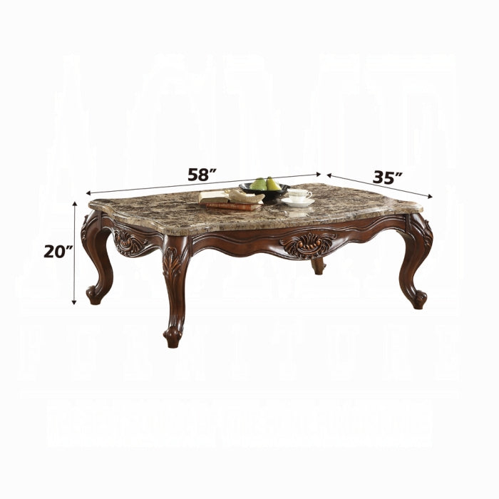 ACME Jardena Coffee Table, Marble & Cherry Oak