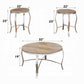 ACME Malai 3Pc Pack Coffee/End Table Set, Weathered Light Oak & Chrome