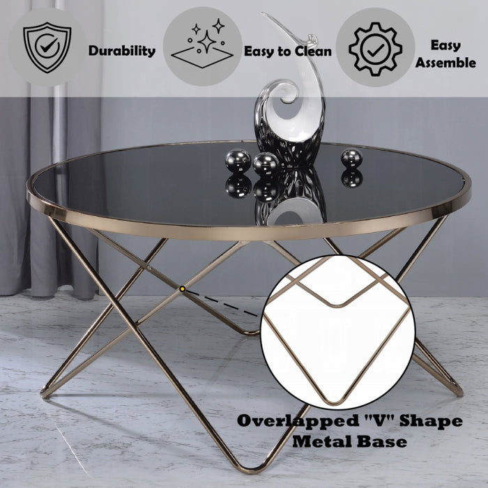 ACME Valora Coffee Table, Champagne & Black Glass