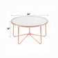 ACME Alivia Coffee Table, Rose Gold & Frosted Glass