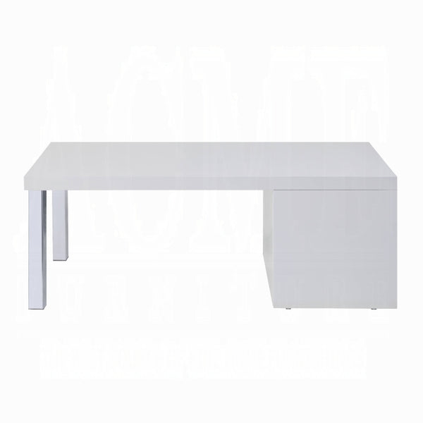 ACME Harta Coffee Table - 82330 - Scandinavian - Wood, High Gloss - White High Gloss and Chrome