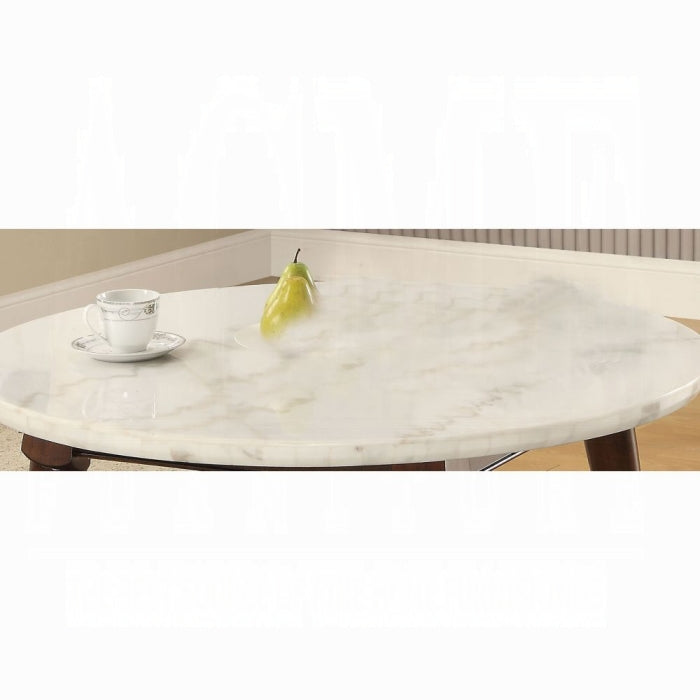 ACME Gasha Coffee Table, White Marble & Walnut