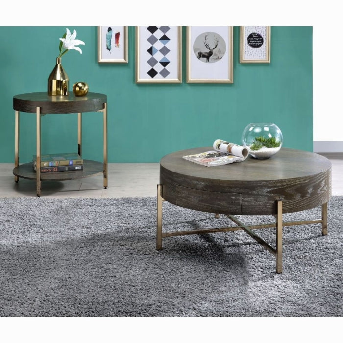 ACME Weyton Coffee Table, Dark Oak & Champagne