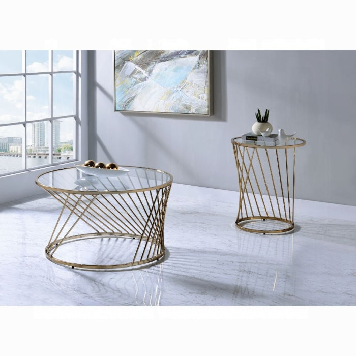 ACME Bluelipe Coffee Table - 82990 - Contemporary - Metal Tube, Glass - Champagne