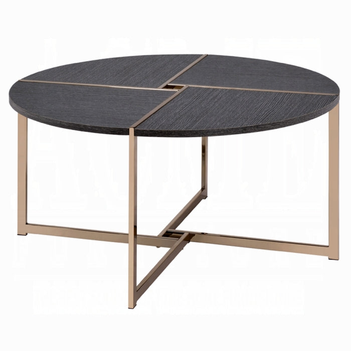 ACME Bromia Coffee Table - 83005 - Contemporary - Metal Tube, Paper Veneer, PB - Black and Champagne