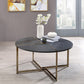 ACME Bromia Coffee Table - 83005 - Contemporary - Metal Tube, Paper Veneer, PB - Black and Champagne