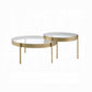 ACME Andover 2Pc Pack Nesting Tables - 83095 - Glam, Contemporary - Metal Tube, Glass - Clear Glass and Gold