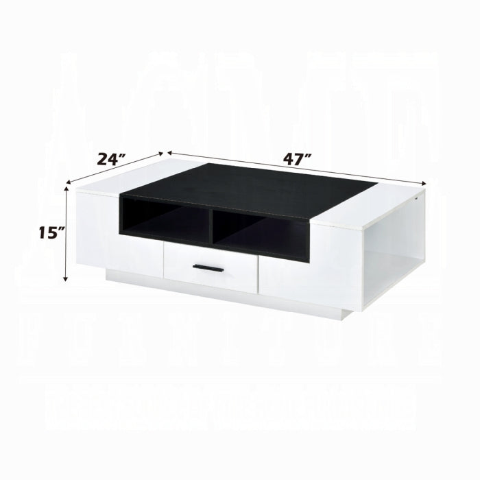 ACME Armour Coffee Table - 83135 - Scandinavian - Veneer (Melamine), MDF, PB - White and Black