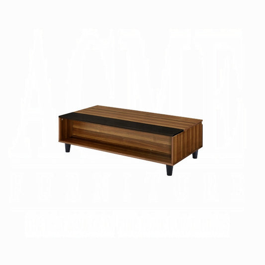 ACME Avala Coffee Table w/Lift Top - 83140 - Scandinavian - Wood (Solid), Paper Veneer (PU), PB - Walnut and Black