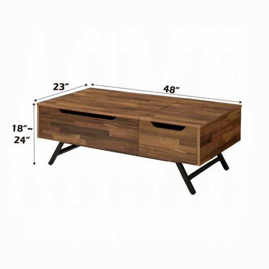 ACME Throm Coffee Table w/Lift Top - 83145 - Scandinavian - Metal Tube (Iron), Paper Veneer (PU), PB - Walnut