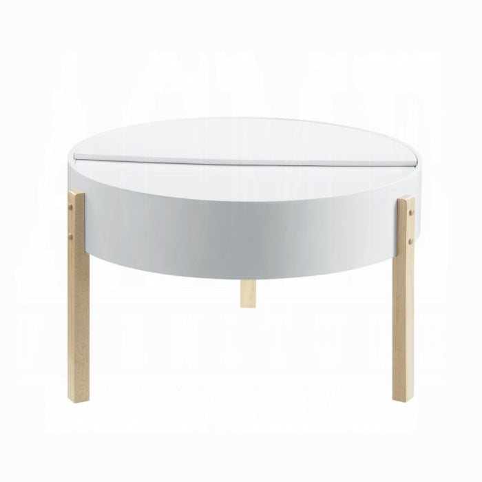 ACME Bodfish Coffee Table - 83215 - Mid-Century - Wood (Pine), MDF - White and Natural