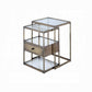 ACME Enca 2Pc Pack Nesting Tables Set, Antique Brass & Clear Glass