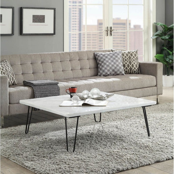 ACME Telestis Coffee Table, White Marble & Black