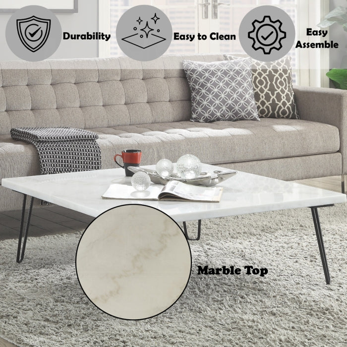 ACME Telestis Coffee Table, White Marble & Black