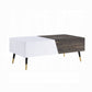 ACME Orion Coffee Table - 84680 - Mid-Century - High Gloss, Veneer (Paper), MDF, Metal - White High Gloss and Rustic Oak