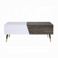 ACME Orion Coffee Table - 84680 - Mid-Century - High Gloss, Veneer (Paper), MDF, Metal - White High Gloss and Rustic Oak