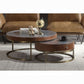 ACME Tamas Coffee Table (Large), Aluminum & Cocoa Top Grain Leather