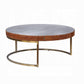 ACME Tamas Coffee Table (Large), Aluminum & Cocoa Top Grain Leather