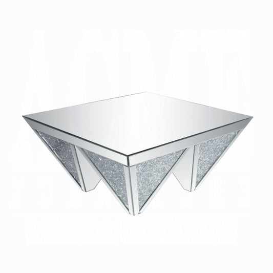 ACME Noralie Coffee Table, Mirrored & Faux Diamonds