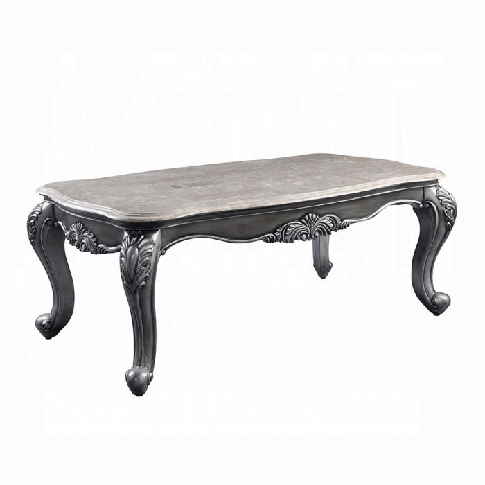 ACME Ariadne Coffee Table - 85345 - Traditional - Marble, Wood () - Marble and Platinum