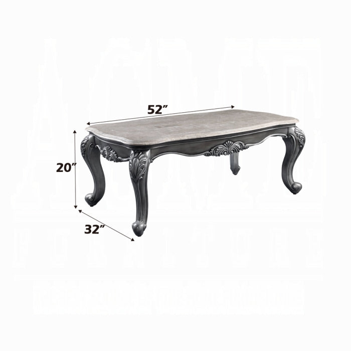 ACME Ariadne Coffee Table - 85345 - Traditional - Marble, Wood () - Marble and Platinum