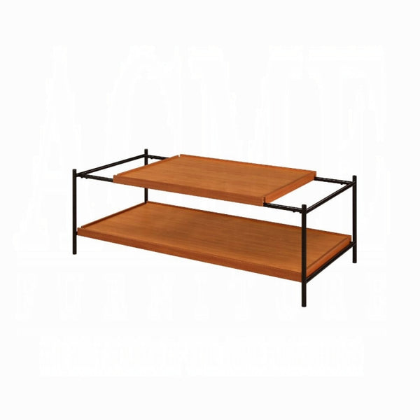 ACME Oaken Coffee Table - 85675 - Industrial - Metal Tube, Paper Laminate, MDF - Honey Oak and Black