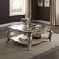 ACME Chelmsford Coffee Table, Antique Taupe & Clear Glass