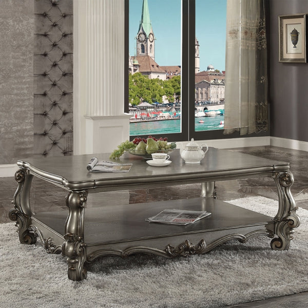 ACME Versailles Coffee Table, Antique Platinum