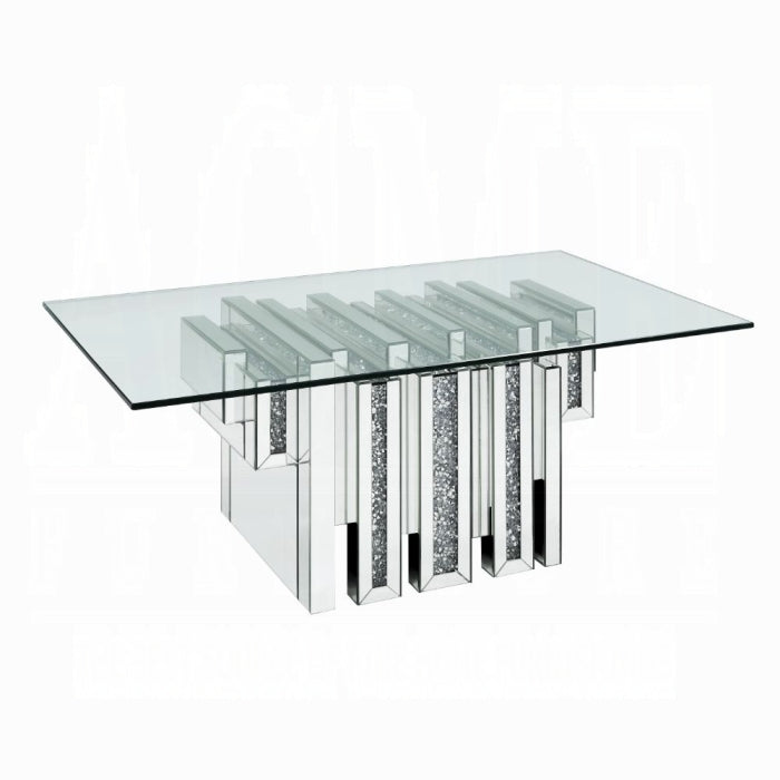 ACME Noralie Coffee Table - 88000 - Glam - Mirror, Glass, MDF, Faux Diamonds (Acrylic) - Mirrored and Faux Diamonds