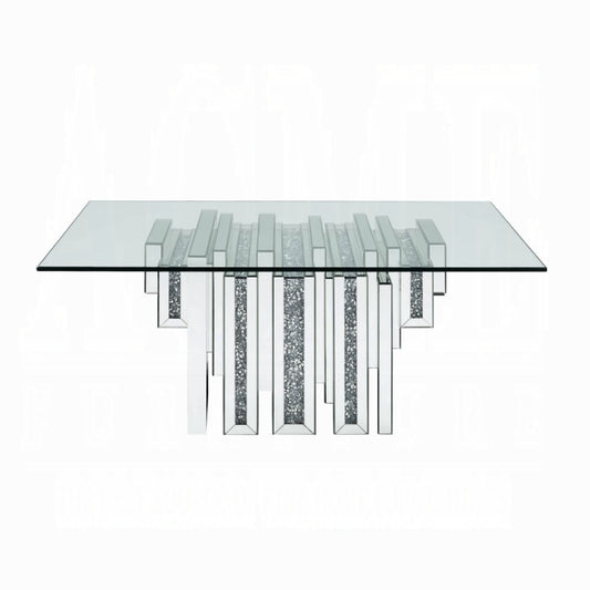 ACME Noralie Coffee Table - 88000 - Glam - Mirror, Glass, MDF, Faux Diamonds (Acrylic) - Mirrored and Faux Diamonds