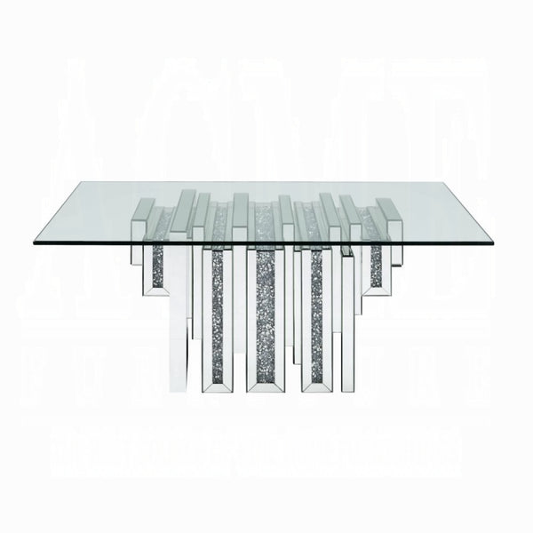 ACME Noralie Coffee Table - 88000 - Glam - Mirror, Glass, MDF, Faux Diamonds (Acrylic) - Mirrored and Faux Diamonds