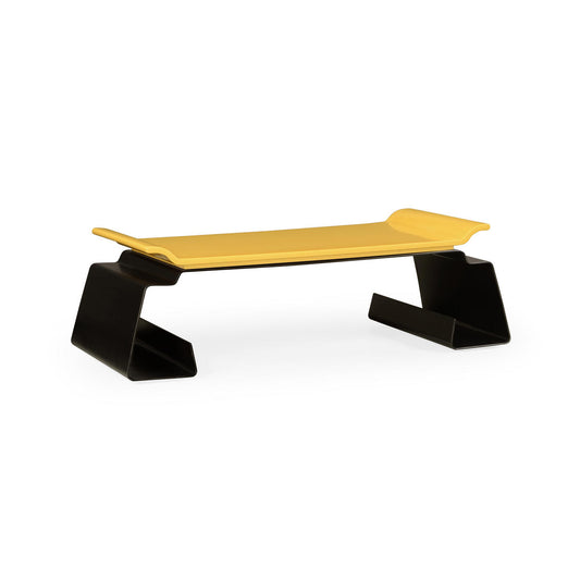 Asian Peking Yellow & Bronzed Iron Coffee Table