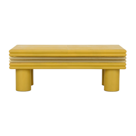 Coulter Leather Cocktail Table- Yellow