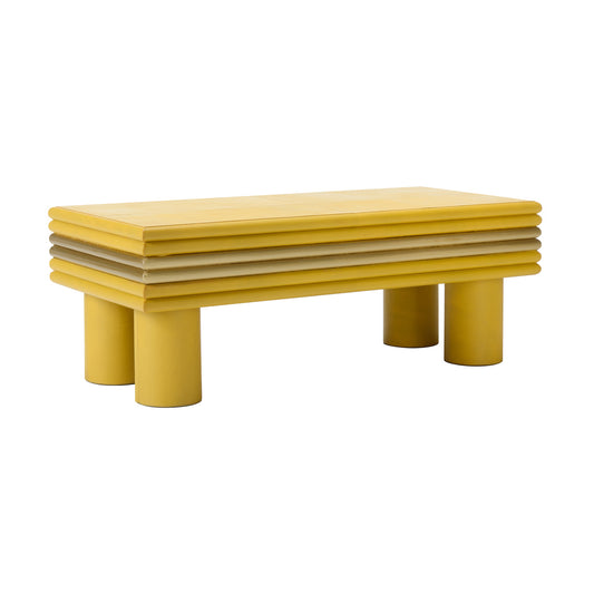 Coulter Leather Cocktail Table- Yellow