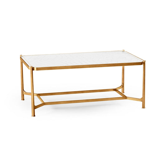 Églomisé & Gilded Iron Rectangular Coffee Table