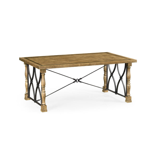 Small English Brown Oak & Iron Coffee Table