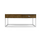 Square Autumn Walnut Coffee Table with Two Glass Top Drawers