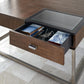 Square Autumn Walnut Coffee Table with Two Glass Top Drawers