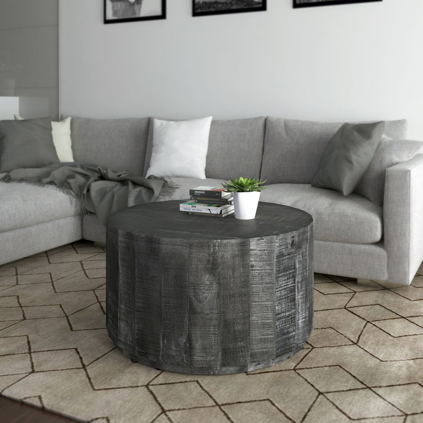 Eva Coffee Table in Distressed Natural/Grey