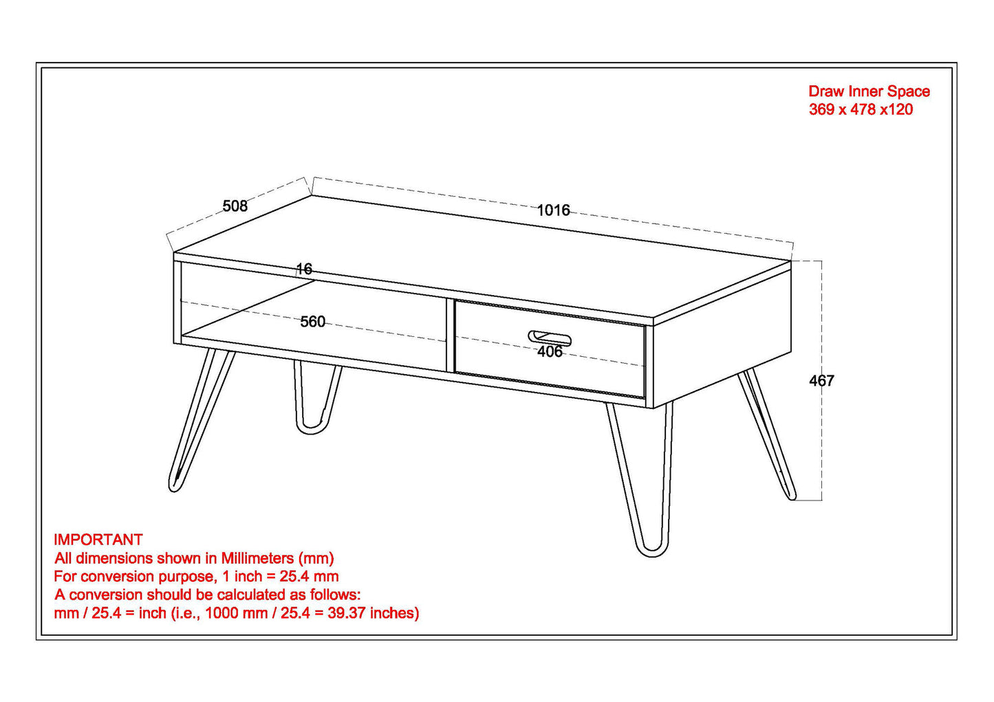 Jaydo Coffee Table in Natural Burnt and Black