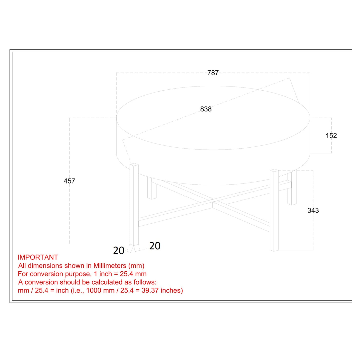 Blox Round Coffee Table in Natural and Black