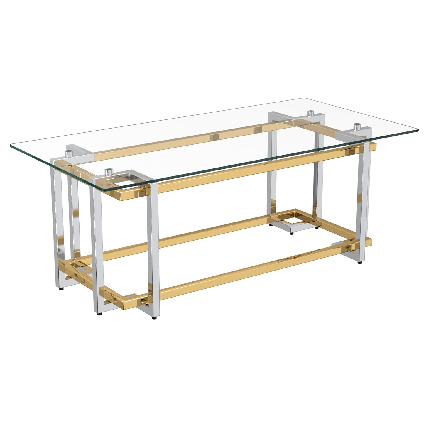 Florina Rectangular Coffee Table in Silver and Gold