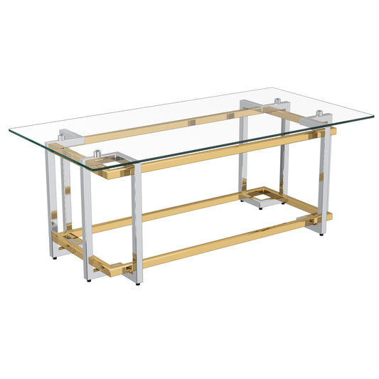 Florina Rectangular Coffee Table in Silver and Gold