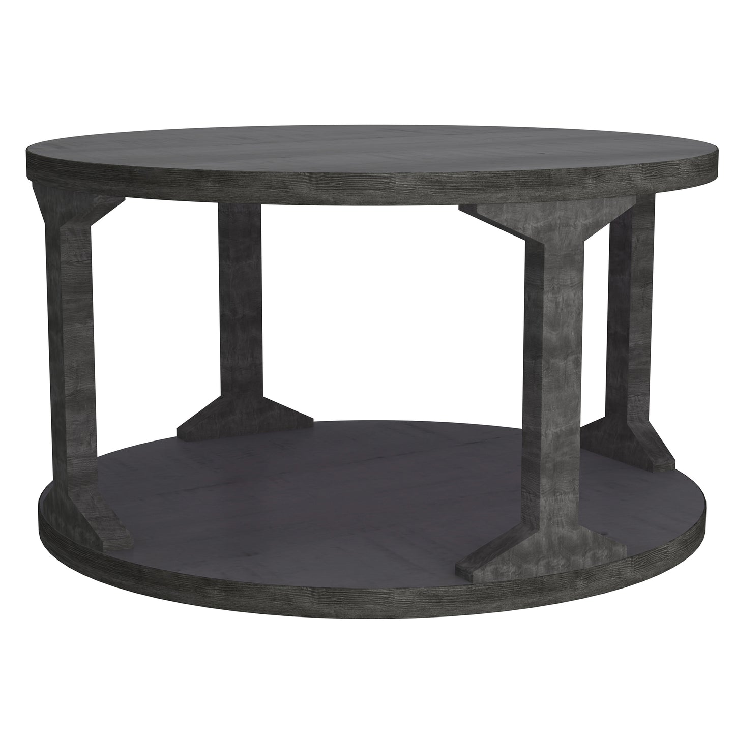 Avni Round Coffee Table in Distressed Grey/Natural