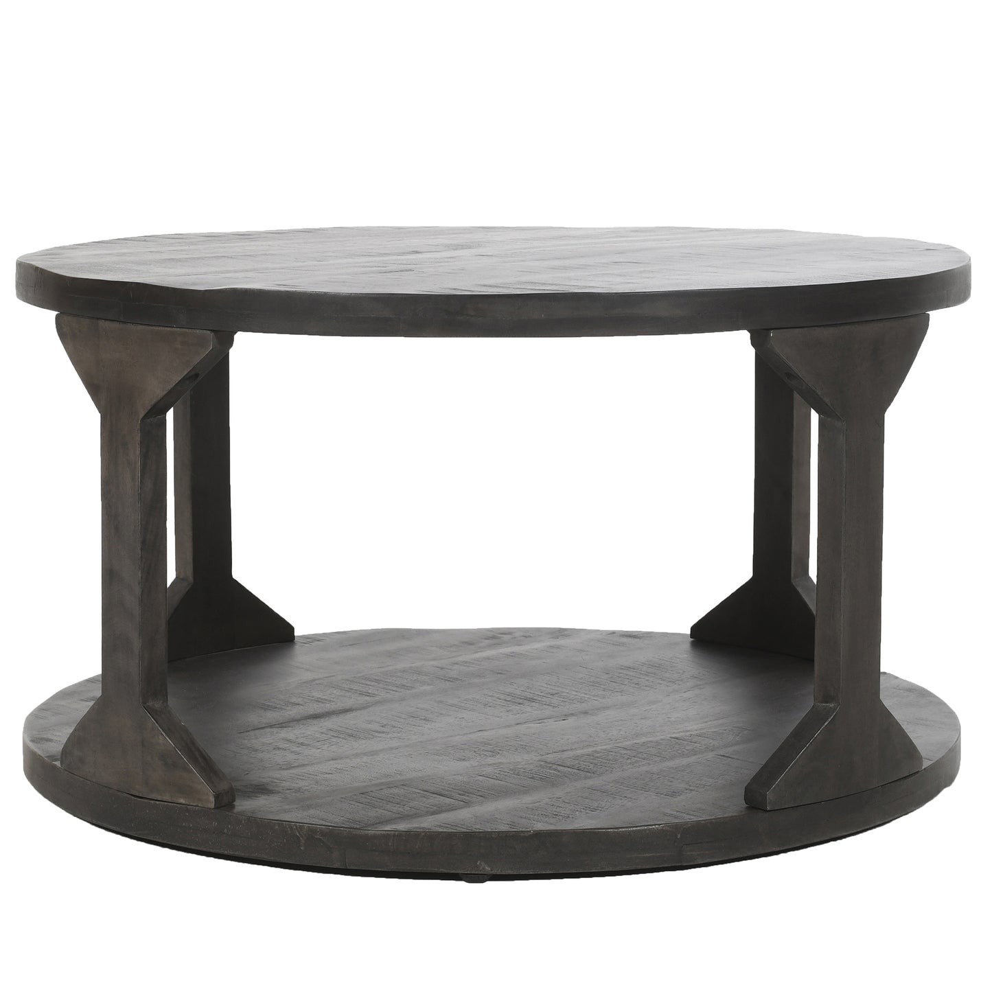 Avni Round Coffee Table in Distressed Grey/Natural