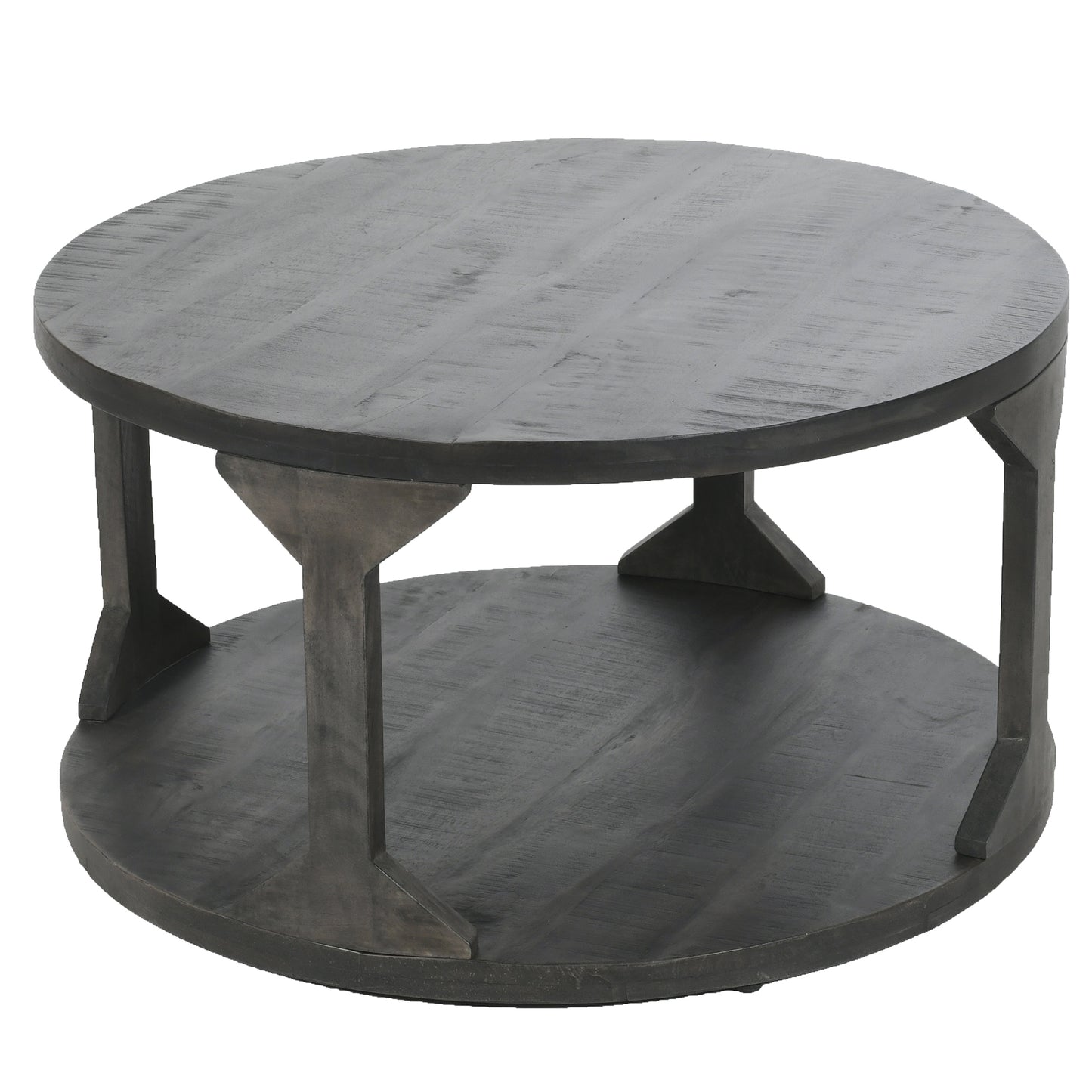 Avni Round Coffee Table in Distressed Grey/Natural